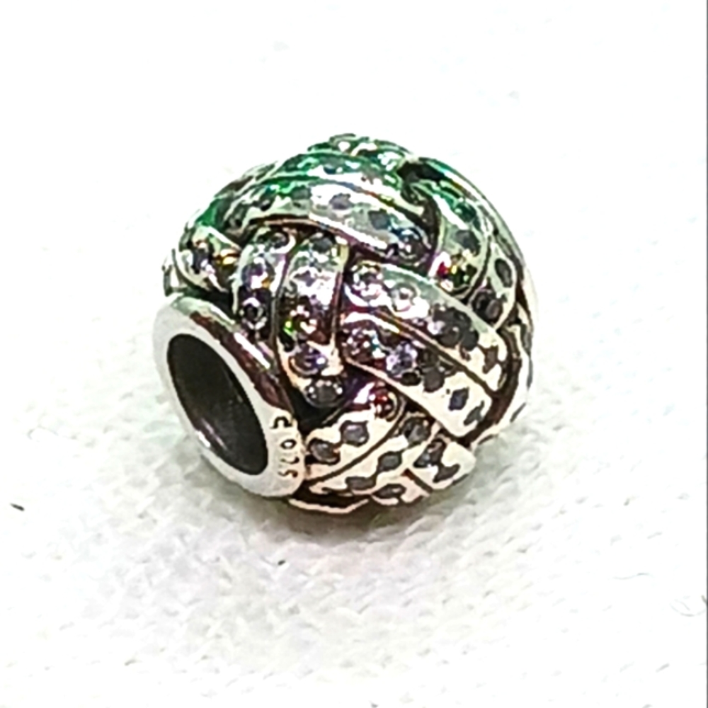Pandora Sparkling Love Knot Sterling Silver Charm View 2